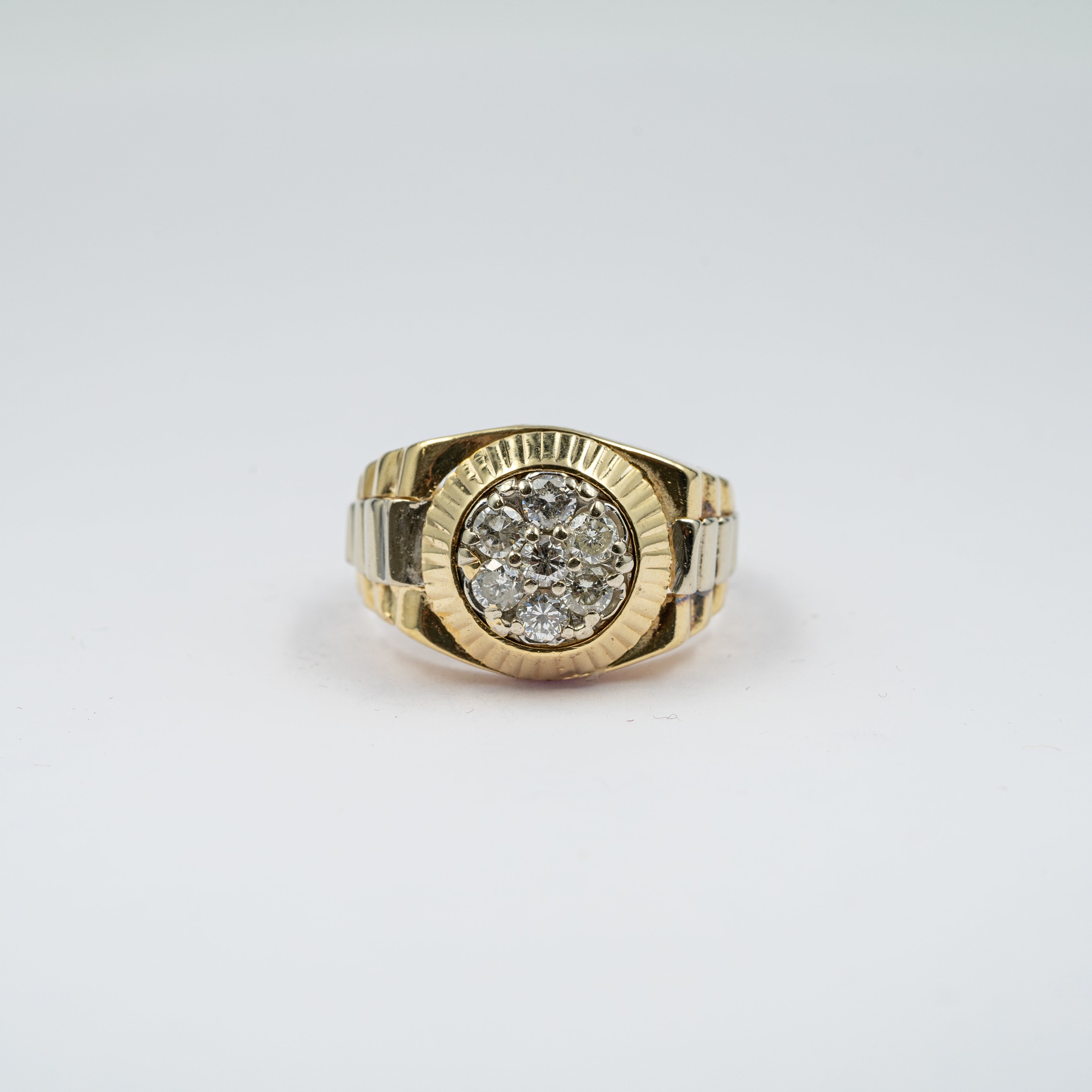 Rolex Band Diamond Cluster Ring