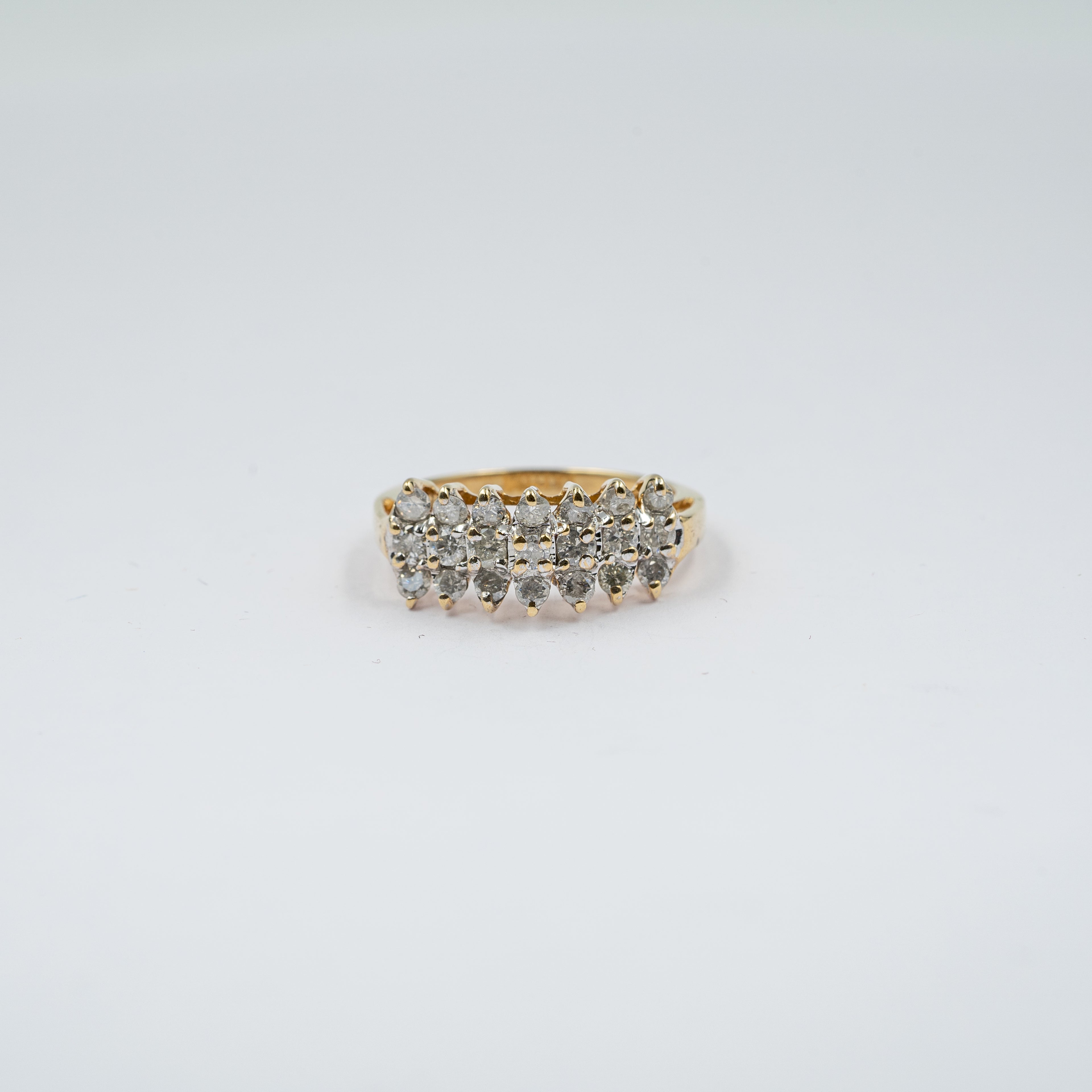 Rectangular Diamond Cluster Ring