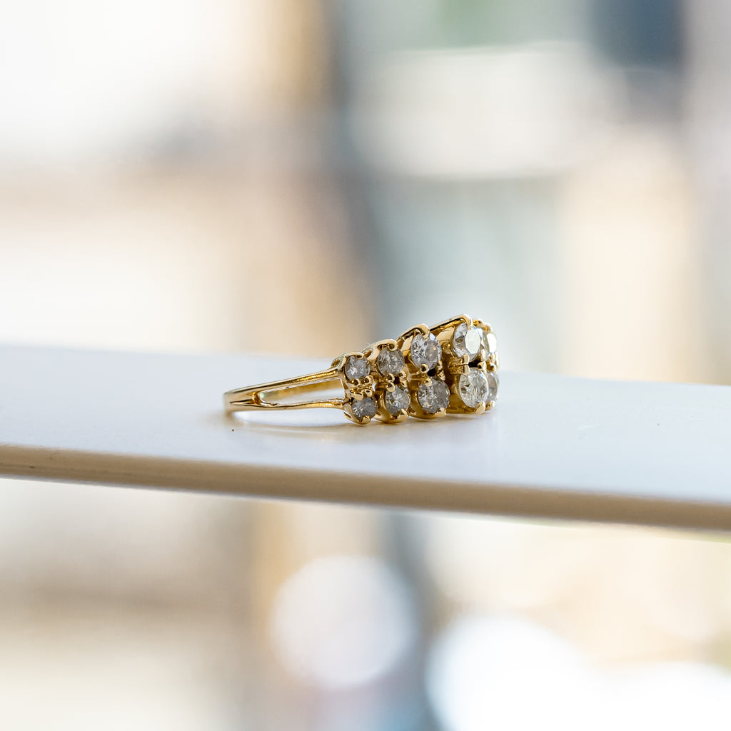 Split Shank Dual Row Prong Set Diamond Ring