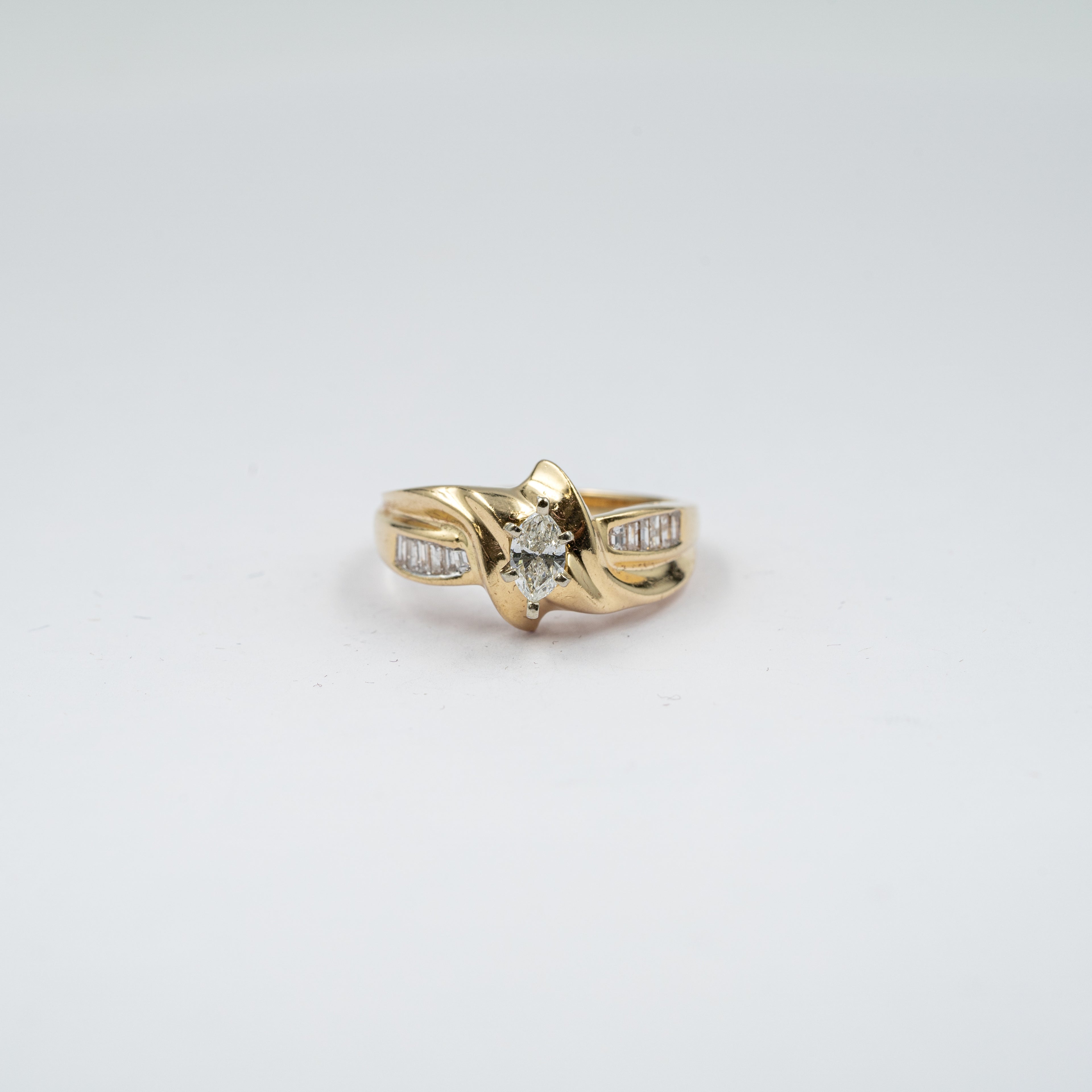 Prong Set Marquis Diamond Split Shank Ring